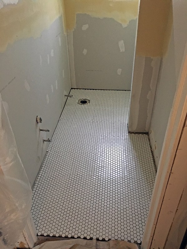 Newly Laid White Hex Tile.JPG