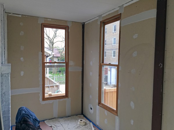 Mudroom Drywall Mudding Progress